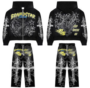 2025 hiver survêtement haute qualité 2 pièces ensemble hommes Baggy Joggers costumes ensemble fermeture éclair à capuche Baggy pantalons de survêtement survêtements pour hommes - Product Image 2