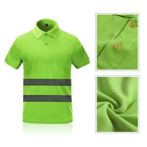 Polo décontracté en coton grande taille pour hommes nouveau design à manches courtes réfléchissant sécurité construction imprimé rayé tricoté - Product Image 4