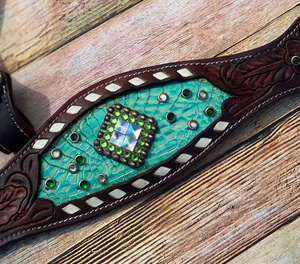 Genuine Leather Western Saddle Horse Tack <b>Set</b> Buckle Closure <b>Beaded</b> Headstall Breast Collar-Riding Customization Available - Product Image 2