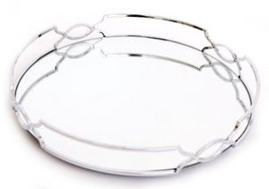 Bandeja Redonda de Lujo en Oro Rosa con Espejo, Organizador Decorativo de Metal para Cosméticos y Joyas, Bandejas de Cristal para Servir en el Hogar o Bodas - Product Image 3