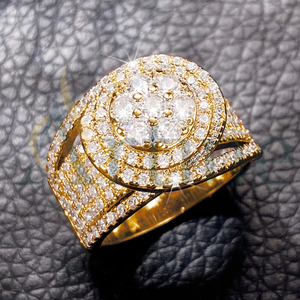 Elegante anillo de Hip Hop de plata de ley 925 para hombre, Diamantes de moissanita completos para bodas y fiestas, venta al por mayor de fábrica - Product Image 1