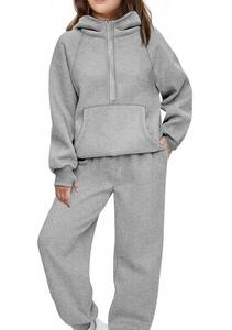 Pull à capuche ensemble de survêtement filles enfants respirant survêtement grande taille en gros impression personnalisée joggers filles survêtements ensembles - Product Image 3