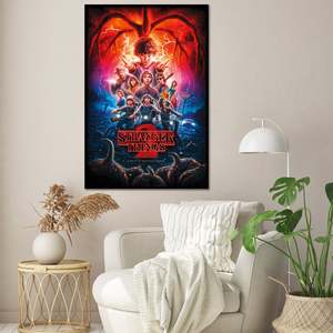 Póster de Lona de Estilo Moderno de la Segunda Temporada de Stranger Things, Collage con Marco Negro para Decoración de Pared - Product Image 1
