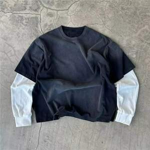 เสื้อยืดแขนยาวลำลองสองชั้นสำหรับผู้ชายเสื้อยืดผ้าฝ้ายเฮฟวี่เวท100% ตามสั่งสำหรับผู้ชาย - Product Image 4