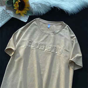 Camiseta de algodón con logotipo estampado en relieve Oem de buena calidad, camisetas personalizadas de gran tamaño con estampado en relieve 3D para hombre - Product Image 4