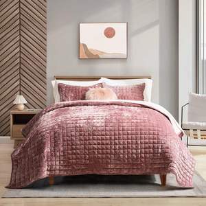 Ensemble <span class=keywords><strong>de</strong></span> <span class=keywords><strong>couette</strong></span> en velours <span class=keywords><strong>de</strong></span> luxe King Size <span class=keywords><strong>Rose</strong></span> mauve poussiéreux, ensemble <span class=keywords><strong>de</strong></span> <span class=keywords><strong>couette</strong></span> en velours, couvre-lit surdimensionné ensemble <span class=keywords><strong>de</strong></span> literie matelassé - Product Image 1