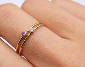 Zircon Gemstone Minimalist Cut 925 Sterling Silver Bezel Set <b>Ring</b> for Wedding Mother's Day & Valentine's Day Gift - Product Image 3