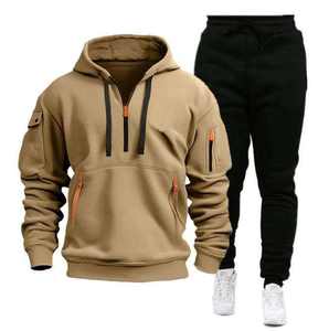 Venta al por mayor de chándales para hombre pulóver 2 piezas conjunto con capucha traje de jogging logotipo personalizado chándales con capucha para los hombres - Product Image 3