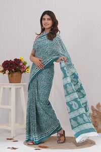 Haute qualité coton Malmal imprimé à la main Saree vêtements de fête d'été pour les femmes vêtements indiens et pakistanais - Product Image 6