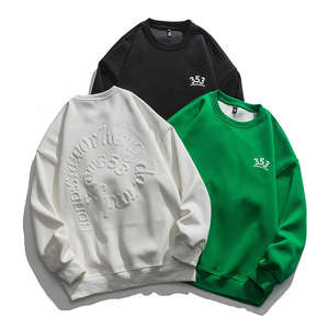 เสื้อสเวตเชิ้ตคอกลมทรงโอเวอร์ไซส์สไตล์สตรีทแวร์สำหรับฤดูหนาว  ผ้าฝ้าย 100%  โลโก้ปั๊มนูน 3 มิติ  แบบยูนิเซ็กซ์ - Product Image 1