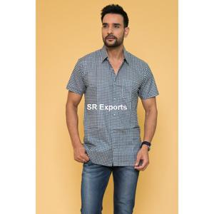 Camisa bohemia de algodón para hombre hecha a mano de manga corta con estampado de bloque indio, ropa informal ligera con cuello abotonado - Product Image 2