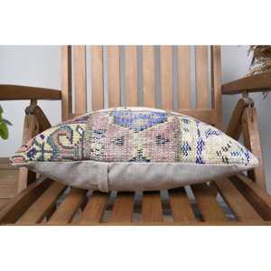 Almohada de lana Premium bohemia de 18x18 Cojín Kantha Beige Patrones Vintage Técnica tejida Portátil para uso en sofá para Navidad - Product Image 5