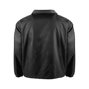 Veste de coach pour homme, vente chaude, logo personnalisé sur le devant, taille plus, imperméable, sportive, unie, noire - Product Image 2