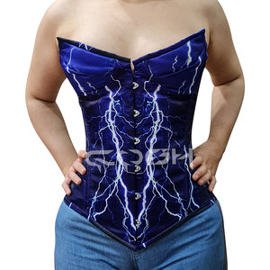 Corsé Sublimado Azul con Estampado de Rayo Eléctrico, Corsé de Satén con Varillas de Acero Reforzadas, Top Corsé para Halloween - Product Image 4