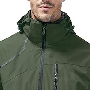 Veste de pluie coupe-vent pour hommes couleur grise fermeture éclair à manches longues manteau de pluie extérieur résistant à l'eau fabriqué par Dress Sports - Product Image 2