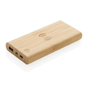 Power Bank Wireless Sostenibile in Bambù da 8000mAh, Ottimo per Promozioni - Product Image 1