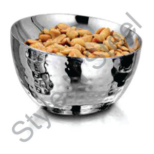 Bol à noix conique fonctionnel de cuisine de grande capacité, Double paroi martelée avec miroir de couleur argent poli en acier inoxydable - Product Image 1