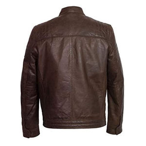 Chaqueta para Hombre 100% Cuero Vacuno Premium, Chaqueta de Cuero de Alta Calidad con Tela de Lana, Cuello Alto, Temporada de Invierno, Servicio OEM - Product Image 2