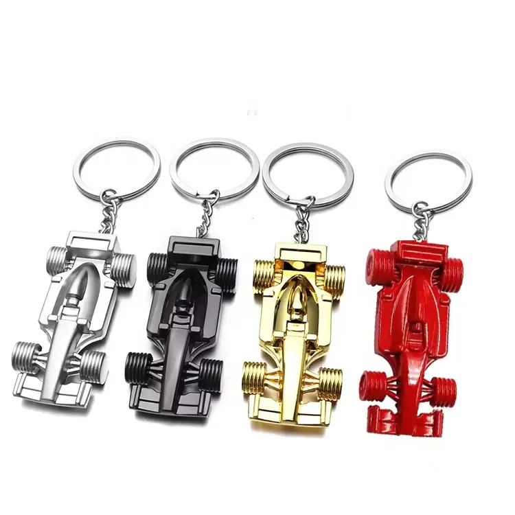 Produits de sublimation personnalisés Porte-clés 3D en métal Porte-clés F1 Racing Porte-clés voiture rouge à toutes roues Cadeaux d'affaires