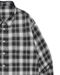 Chemise à carreaux noire et blanche pour homme, en coton et polyester, manches longues, boutonnée, décontractée, en flanelle douce, coupe ample - Product Image 2