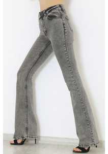 Vente en gros Jeans européens skinny gris taille haute décontractés pour femmes jambe large droite pantalon cargo en denim avec poches délavées streetwear - Product Image 4