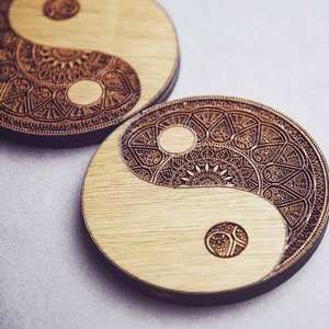 Classic Stylish Artisan Wooden Coasters for Serving Tea Coffee <b>Cocktails</b> Natural Finished Smooth Rounded Edges for Safety - Product Image 2