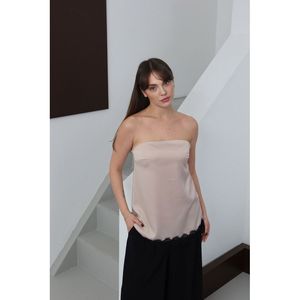 Topshow - Blusa de Satén sin Tirantes con Detalle de Encaje - [object Object] - Product Image 4