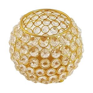 เชิงเทียนคริสตัลสีทองทรงกลม ทำจากโลหะ สำหรับตกแต่งบ้าน งานแต่งงาน งานเลี้ยง และใช้เป็นของขวัญ - Product Image 4