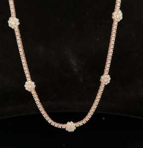 Collier en or rose 14 carats et diamants Moissanite VVS1 avec or blanc 14 carats fini en argent sterling 925, le testeur de diamants - Product Image 1