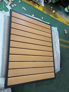 Bistrot commerciale in alluminio, piano di lavoro in legno, 24x24, <span class=keywords><strong>30x30</strong></span>, tavolo rotondo da pranzo all'aperto, tavolo da ristorante in legno di plastica - Product Image 6