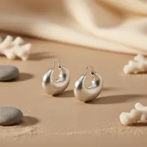 Pendientes de Aro Gruesos de Moda para Mujer, Plata de Ley 925, Chapado en Oro Rodio, Oro de 18K, Oro Rosa, Formas Geométricas de Mariposa para Uso Diario - Product Image 1