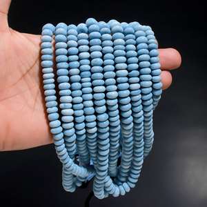 อินเทรนด์16 "สร้อยคอโอปอลสีพาสเทลสีฟ้าออรีเจียน AAA เกรด7-9มม. พร้อมลูกปัดอัญมณีรูปทรงกลมเรียบ4มม. สำหรับการทำเครื่องประดับ - Product Image 4