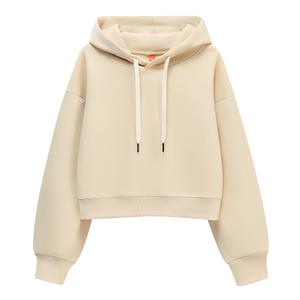 Nouveau sweat à capuche court pour femme de haute qualité, personnalisable, style décontracté et sportif haut de gamme, couleur unie pour l'automne/hiver - Product Image 3
