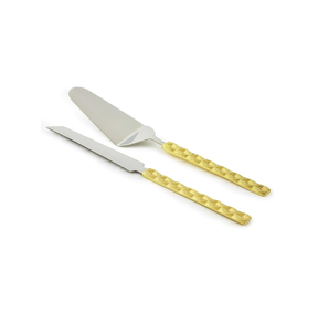 Brass <b>Cake</b> Server Set Plated Design Indoor Wedding Party and Birthday Celebration <b>Cake</b> <b>Tools</b> with Brass Handle - Product Image 6