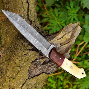 Cuchillo de Supervivencia Hecho a Mano de Acero de Damasco, Cuchillo de Supervivencia para Exteriores, Espiga Completa con Mango de Madera Dura Cómodo - Product Image 5