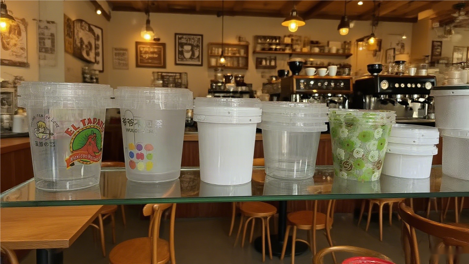 gobelets en plastique avec couvercles