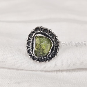 Wholesaler Rough Stone Jewelry Womens <b>Ring</b> Natural Raw Peridot Gemstone August Birthstone Bohemian <b>Ring</b> 925 Sterling Silver <b>Ring</b> - Product Image 3