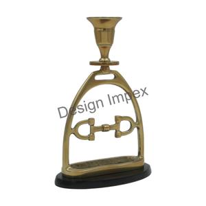 Soporte de vela de metal para manualidades, accesorios de decoración del hogar más vendidos, soporte de candelabro estilo estribo y broca de caballo dorado artesanal - Product Image 2