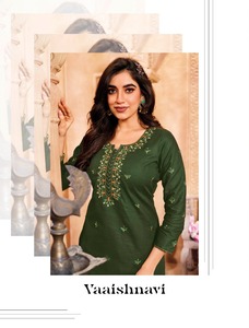 Exclusivo de lino de algodón con Bordado de hilo Kurti Pant Fabricante y proveedor de Surat a precio barato - Product Image 3