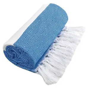 Fouta coton turc serviette de plage 100% coton kenyan Kikoy Peshtemal serviette de plage éponge microfibre avec