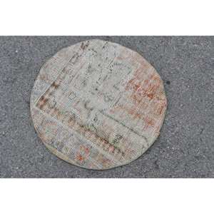 Tapis Turc Classique Blanc Orange Patchwork Design Laine Latex Adolescents Rectangle Couloir Grande Surface Tapis de Chambre Vintage 2.3ft X 2.3ft - Product Image 2