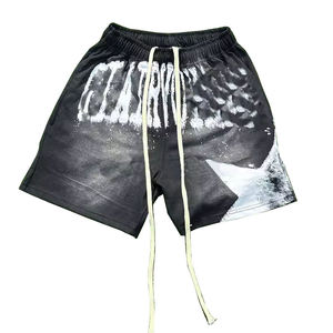 OEM Service Custom Embroidery Logo Sun Faded Shorts Summer Cotton Drawstring Vintage Men <b>Raw</b> Edge Acid Wash Shorts - Product Image 4