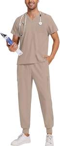 Conjunto médico de moda para hombres con cintura flexible y top de manga corta que proporciona facilidad de movimiento durante el trabajo - Product Image 2