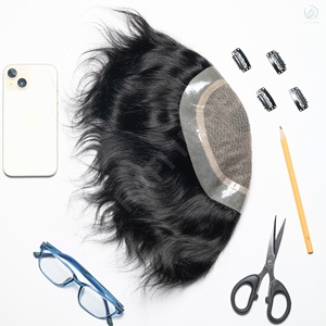 Golden Hair International's Premium Men's Toupee Miraz Border con técnica de encaje frontal Indian Remy Hair PU Technique - Product Image 2