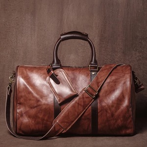 Bolsa de viaje de cuero auténtico personalizada de lujo con cremallera de etiqueta de nombre personalizada bolsa de viaje de lona con logotipo personalizado OEM para marca - Product Image 6