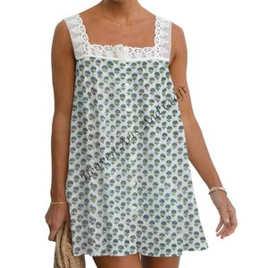 Vestido Bohemio de Algodón con Estampado de Bloques, Vestido de Verano Hecho a Mano para Mujer, Ropa Casual Floral, Tela Ligera, Estilo Playero para Chicas - Product Image 3