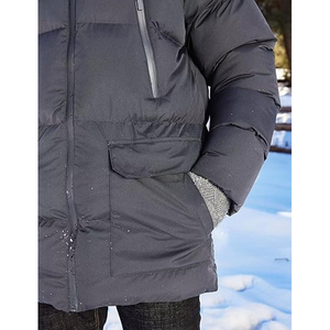 Manteau matelassé à capuche pour hommes, veste en duvet d'hiver surdimensionnée mi-longue rembourrée, chaude et lourde avec votre logo personnalisé - Product Image 2