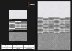 Carreaux muraux en céramique 300x600mm pour salle de bain et cuisine, finition brillante ou mate, texture effet sucre, design mural intérieur luxueux. - Product Image 3