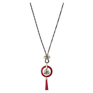 Urthn 2 Tons Plaqué Or Gland Déclaration Collier À La Mode Religieux Bois et Alliage Chaînes pour La Fête 1112501F - Product Image 1