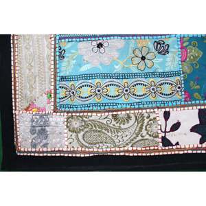 Indian Bohemian Embroidered Elephant Tapestry Blue <b>White</b> Wall <b>Hanging</b> for Decor Boho Style Mandala Fabric for Halloween Decor - Product Image 2